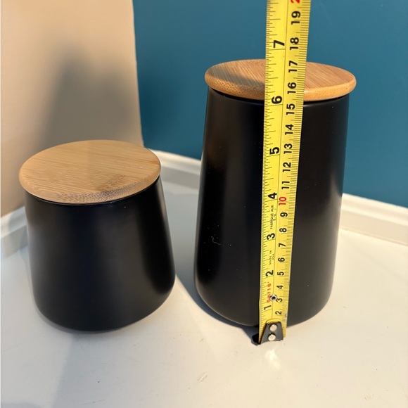 Black Canister Set with Wooden Lids - Picture 6 of 7